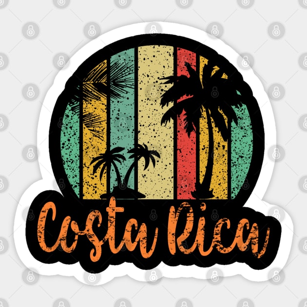 Costa Rica Vintage Sunset Palm Trees Sticker by tropicalteesshop